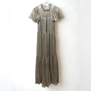 By Anthropologie Short-Sleeve Mock-Neck Maxi Dress